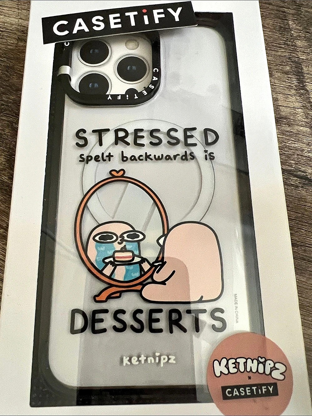 Casetify Kettipz Stressed Desserts Phone Case Clear Black NWT